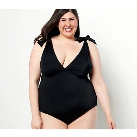 Kim Gravel x Swimsuits For AII Tie Shoulder 1-Piece Suit Solid Onyx.Reg 16 - Picture 1 of 1
